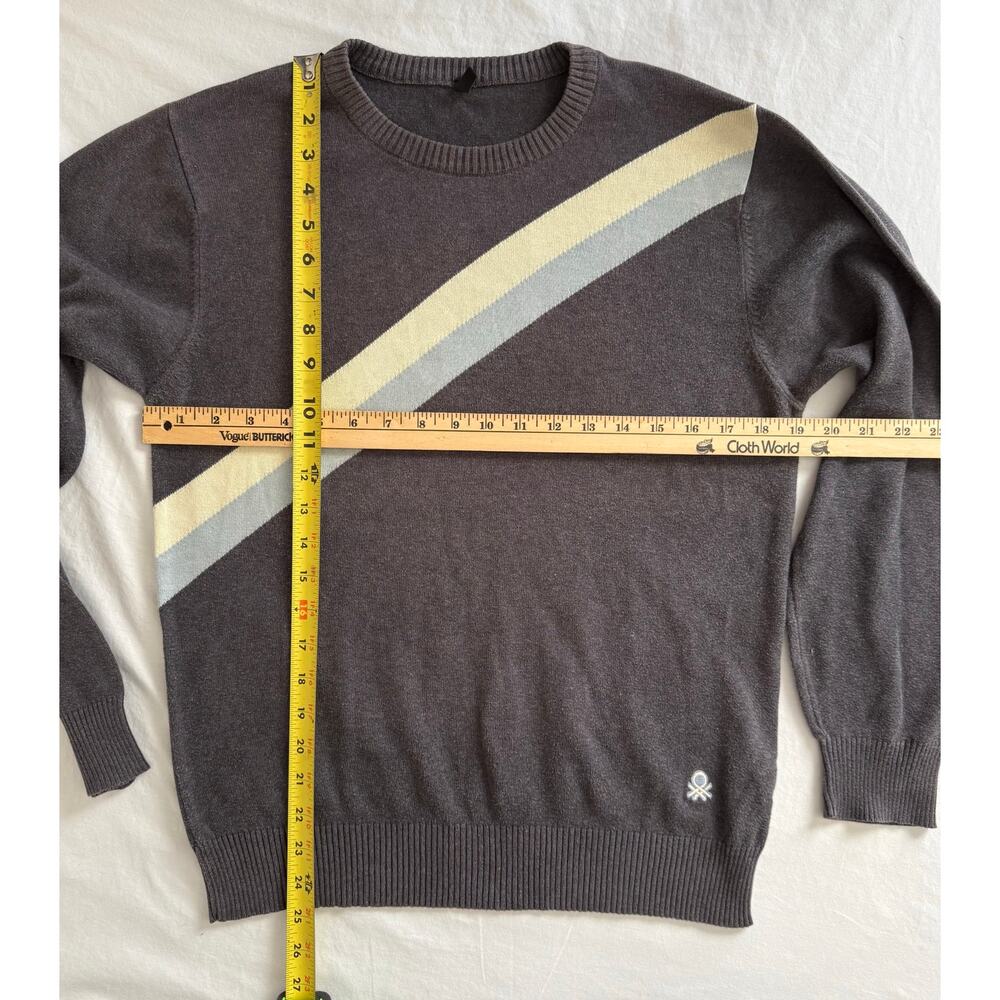 Stile Benetton Unisex Sweater Gray Blue White Size MED 100% Cotton - Picture 8 of 10